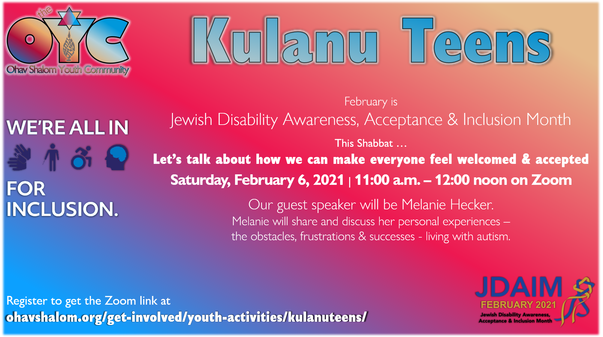 Kulanu Teens: Jewish Disability Awareness, Acceptance & Inclusion Month